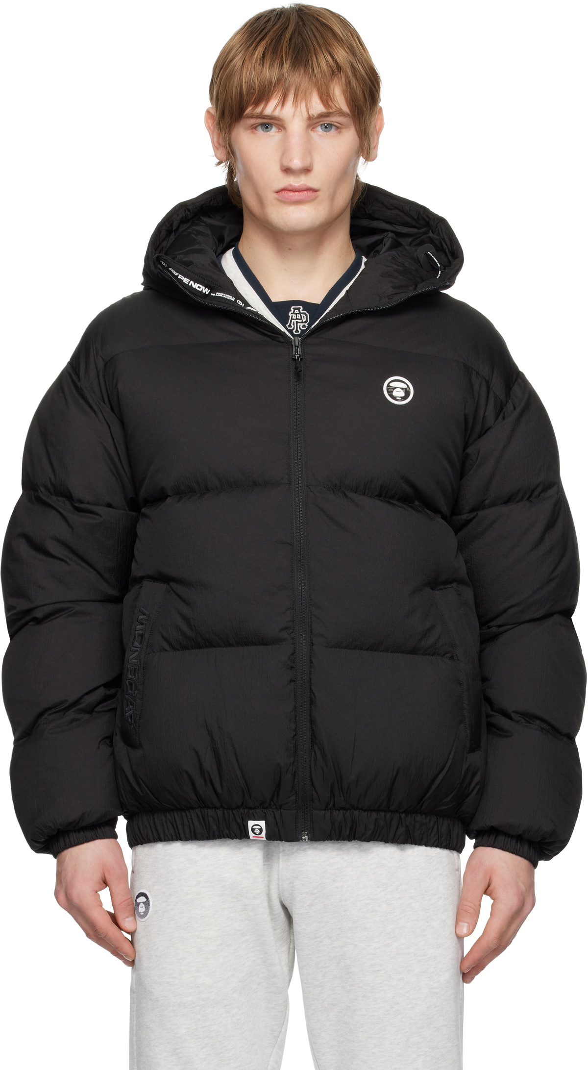 AAPE by A Bathing Ape Black 'AAPE NOW' Hoodie Down Jacket AAPE by
