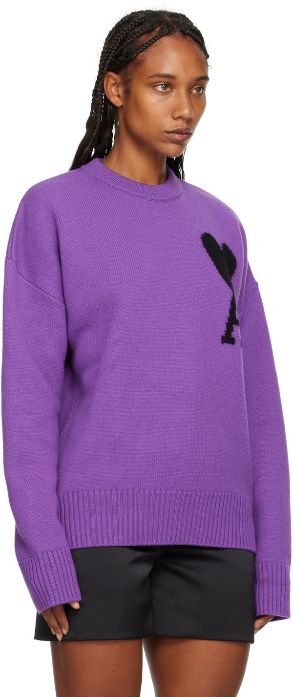 AMI Paris Purple Ami De Cœur Sweater AMI