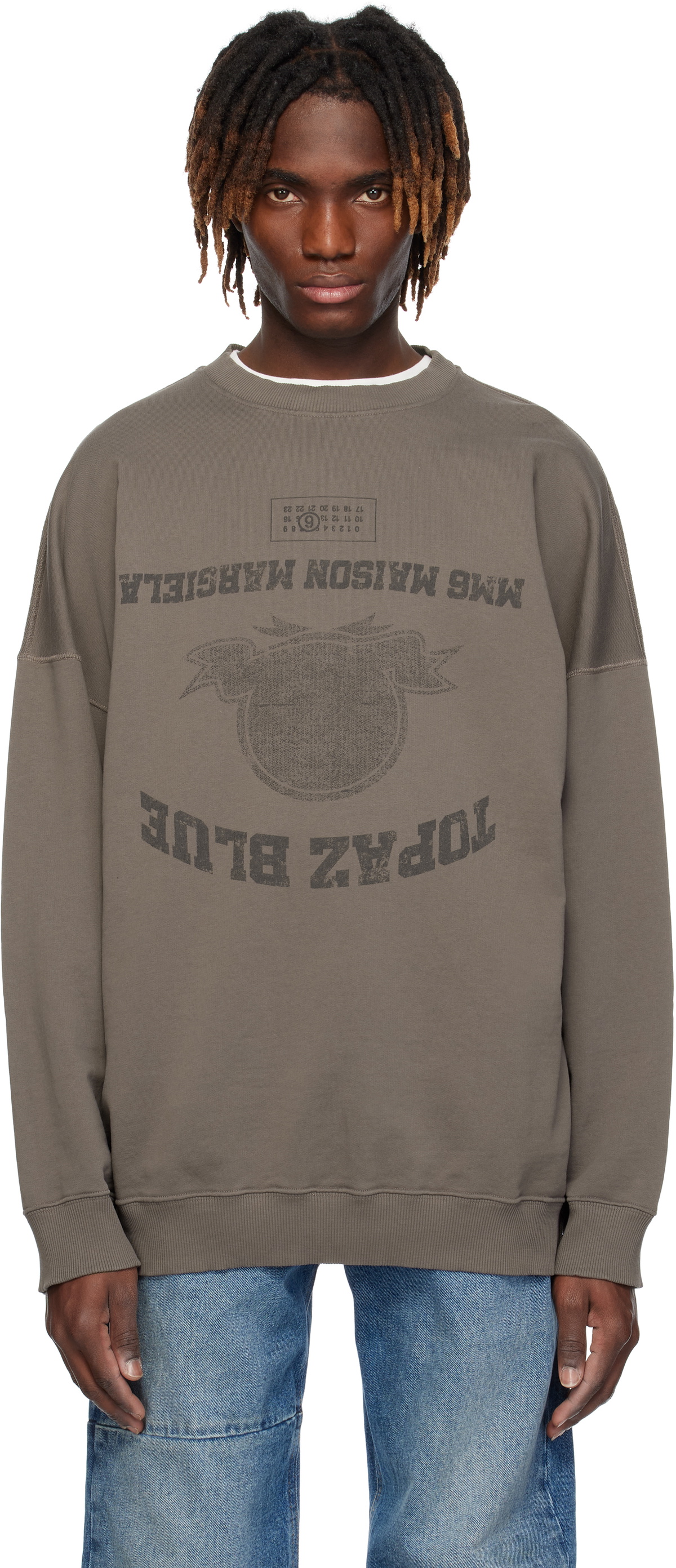 MM6 Maison Margiela Taupe 'Topaz Blue' Sweatshirt MM6 Maison Margiela