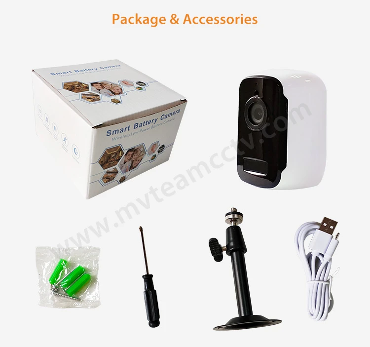 ワイヤレススマートバッテリーカメラ防水屋外IPセキュリティ監視充電式