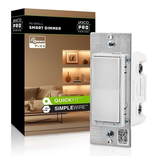 Jasco 59383 Pro Series Z-Wave Plus In-Wall Smart Dimmer, White and