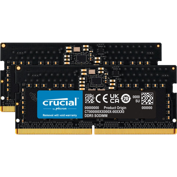 crucial 16GB Kit(2x8GB)DDR5-4800 SODIMM CL40(16Gbit) CT2K8G48C40S5