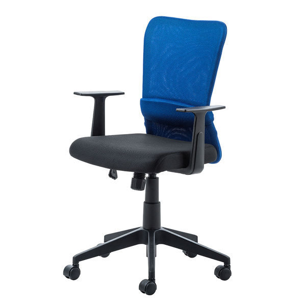 サンワサプライ メッシュチェア ランバーサポートタイプ 肘付 ブルー