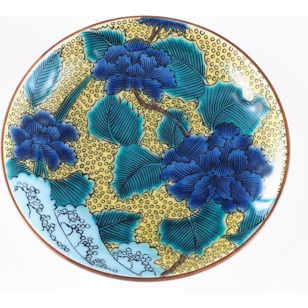 古九谷九谷焼庄三九谷庄三青手青九谷華の図アンティーク九谷1客