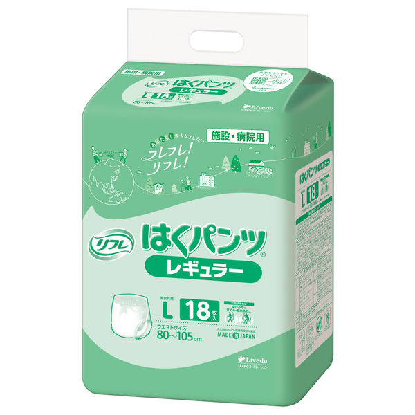 リフレ 大人用紙おむつ はくパンツレギュラー L 1箱（108枚：18枚入X6