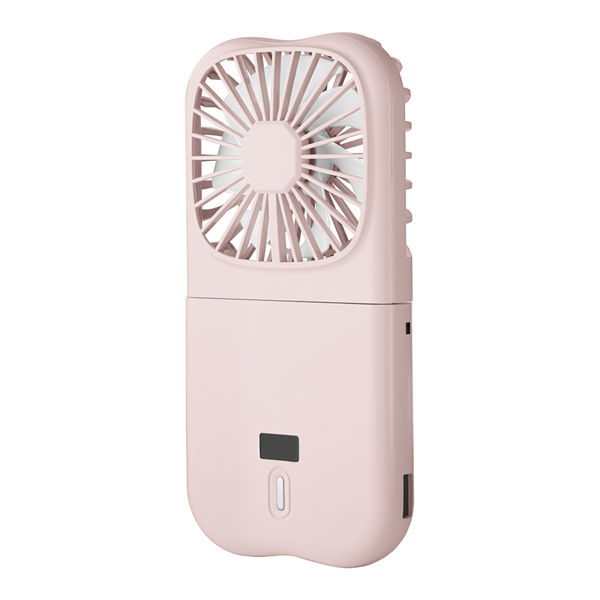 バッテリー機能つき4WAYハンディファン ピンク 扇風機 スマホ充電可能