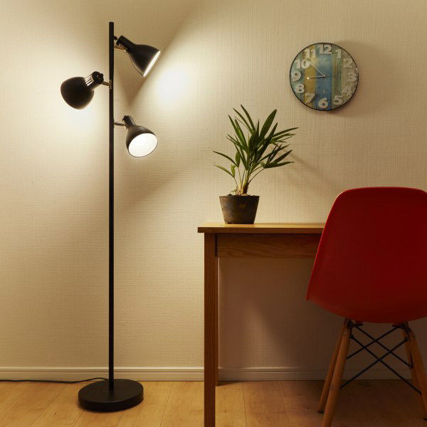 オーム電機 フロアスタンド3灯 YN30BWーK 06-1497 1個 - アスクル