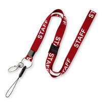 ネックストラップ 「STAFF」文字入り 15mm幅 金属フック・脱着マツバ