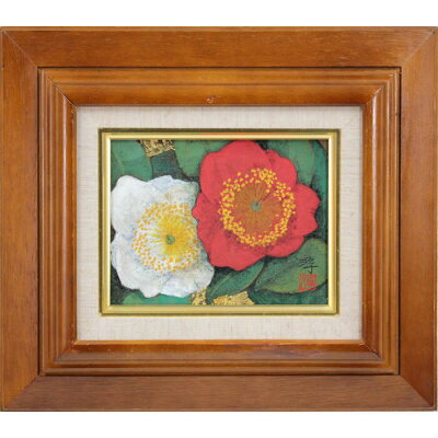 F10 肉筆水彩日本画 『菖蒲』 高級木製額縁付属 外寸約713×638mm F10