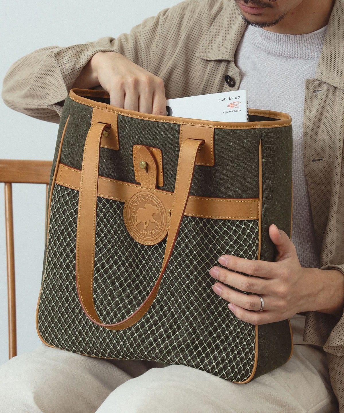 BEAMS F（ビームスF）【別注】HUNTING WORLD / コットンデニム トート