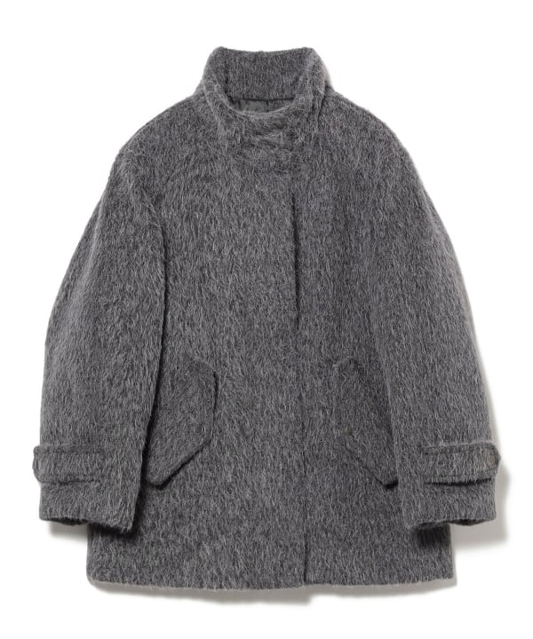 Ray BEAMS（レイ ビームス）シャギー スタンドカラー ハーフ コート
