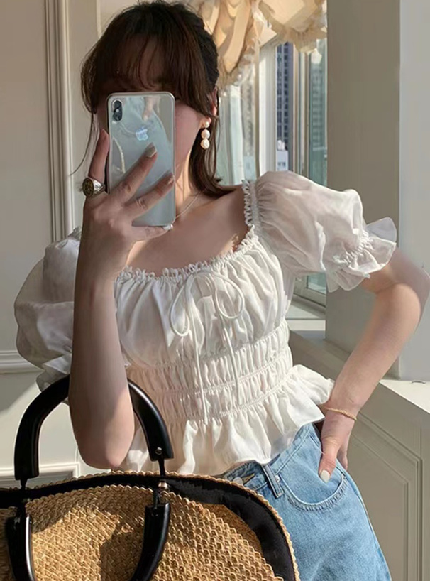 袖2Wayシャーリングリボンブラウス[at2067] | レディースファッション