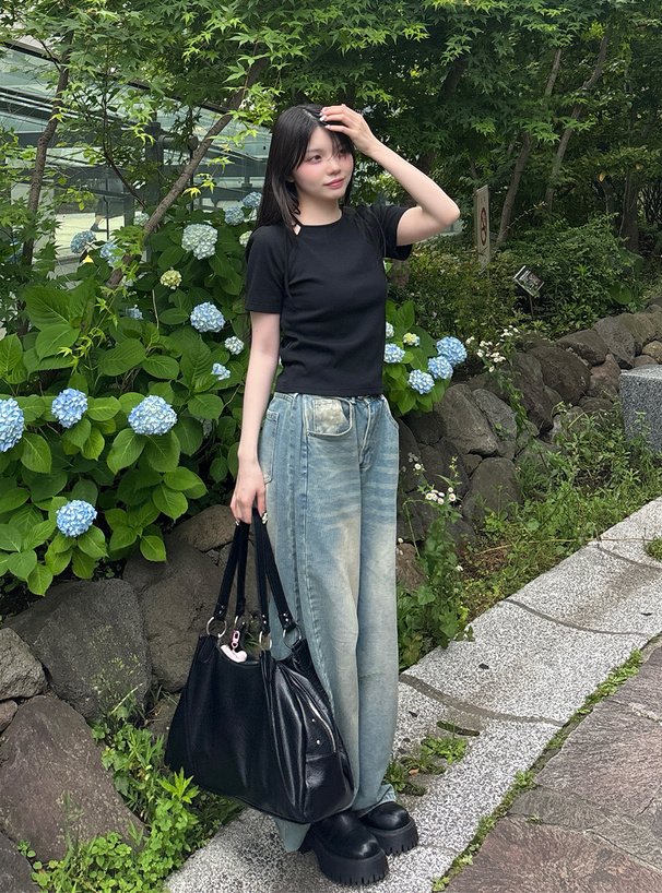 アシンメトリーネックリボントップス[gn458] | レディースファッション