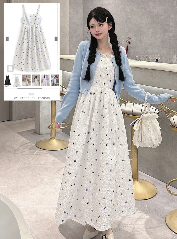 花柄ジャガードフレアワンピース[gn389] | レディースファッション通販