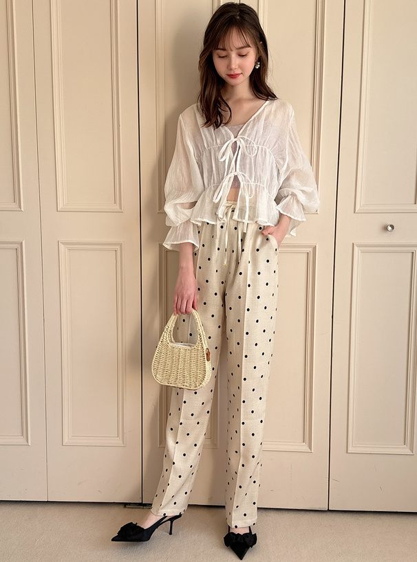 ドット柄センタープレスパンツ[dh1287] | レディースファッション通販