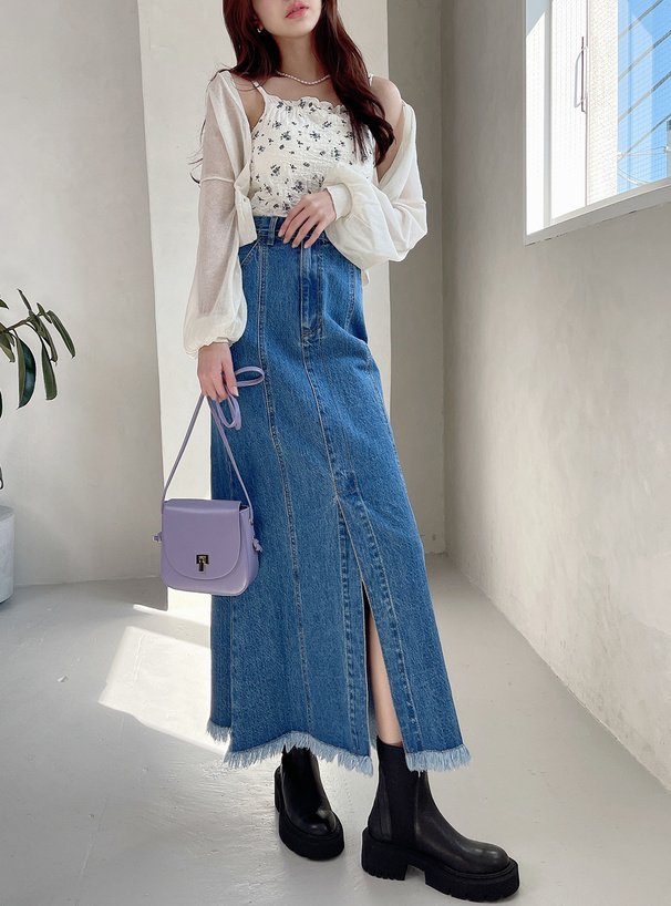 パット付き小花柄シワ加工キャミソール[dk885] | レディース