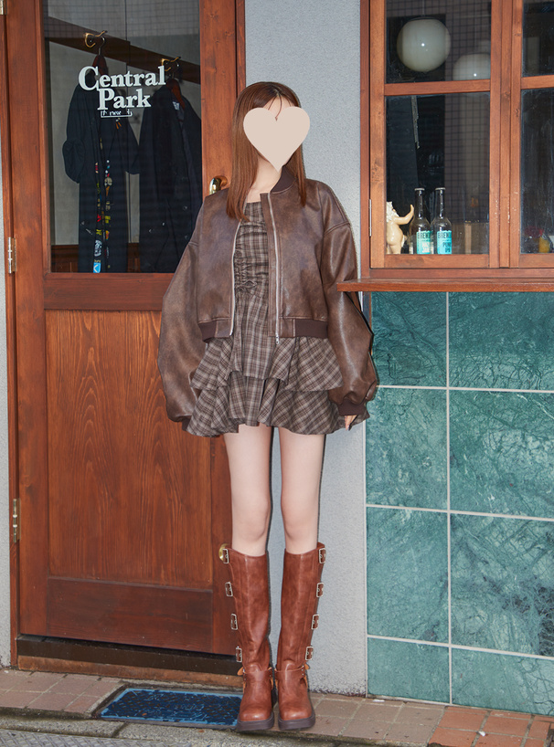 チェック柄ドロストリボンミニワンピース[dk1357] | レディース