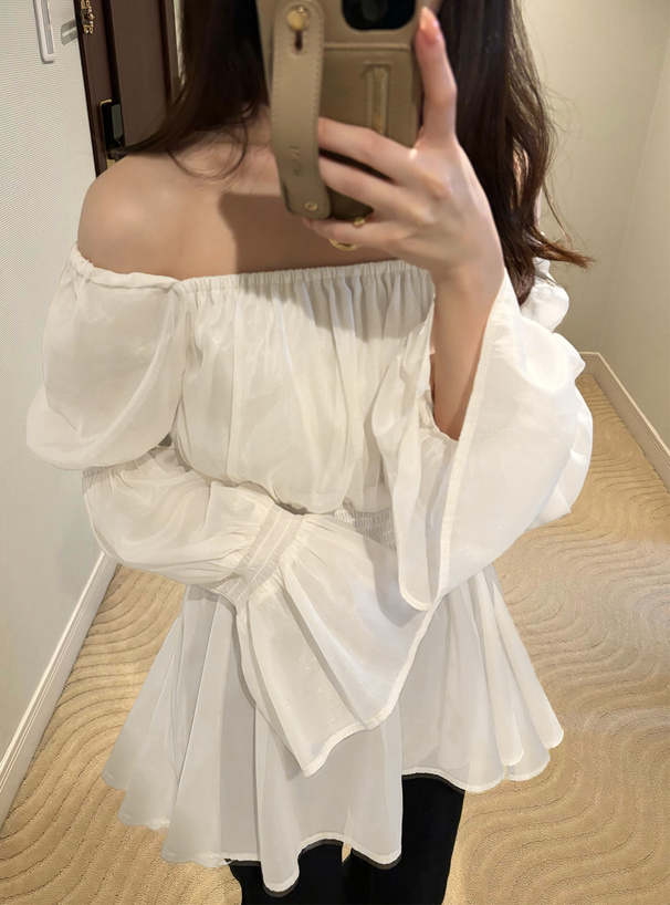 袖2Wayシアーシャーリングペプラムブラウス[fl001] | レディース