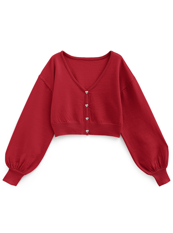 クロップド丈ハートボタンニットカーディガン[k9325z] | レディース