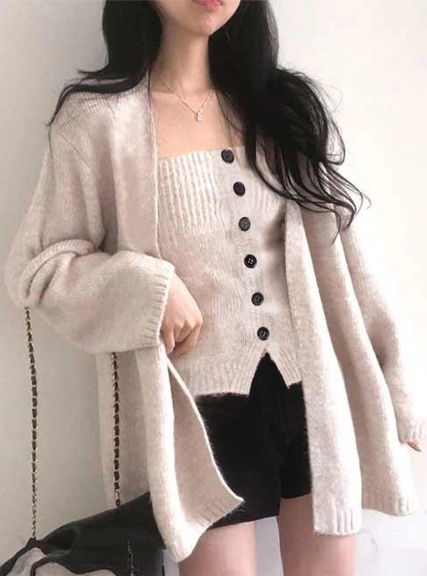 カーディガン×ベアトップニットアンサンブル[lt141] | レディース