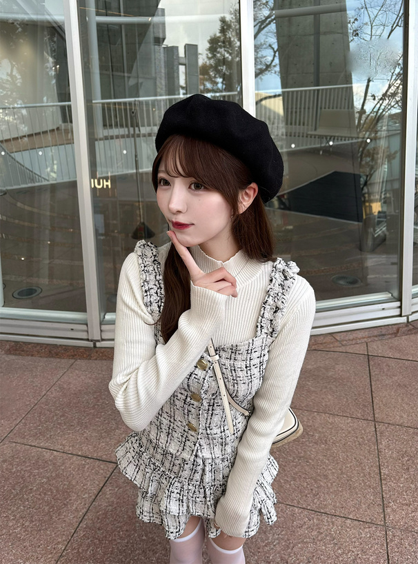 ツイードビスチェ×インパン裏地付きフレアミニスカートセットアップ