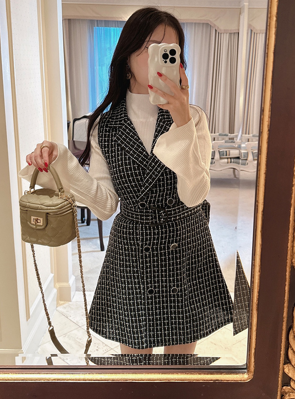 美品」maje グレー黒ツイードミニワンピース maje グレー黒ツイード