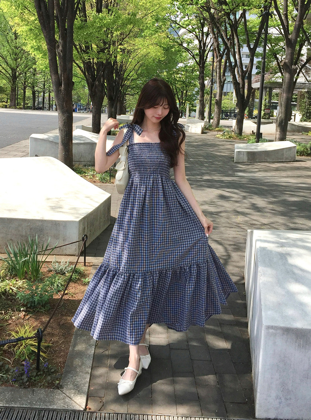 マルチWayリボンストラップチェック柄ワンピース[tg820] | レディース
