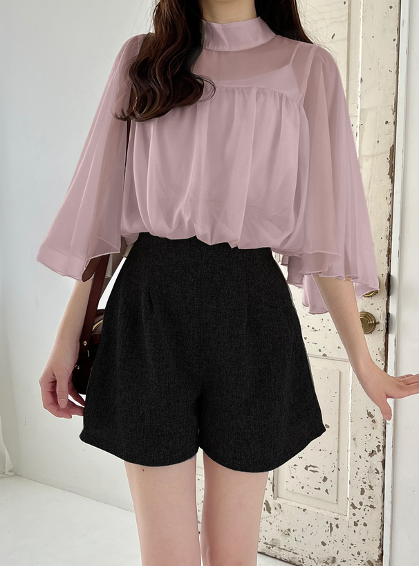 フレアスリーブシアーショート丈ブラウス[tu816] | レディース