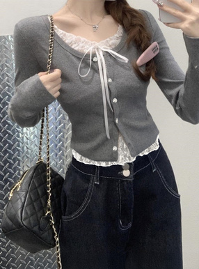 レースレイヤード風リブトップス[sd226] | レディースファッション通販