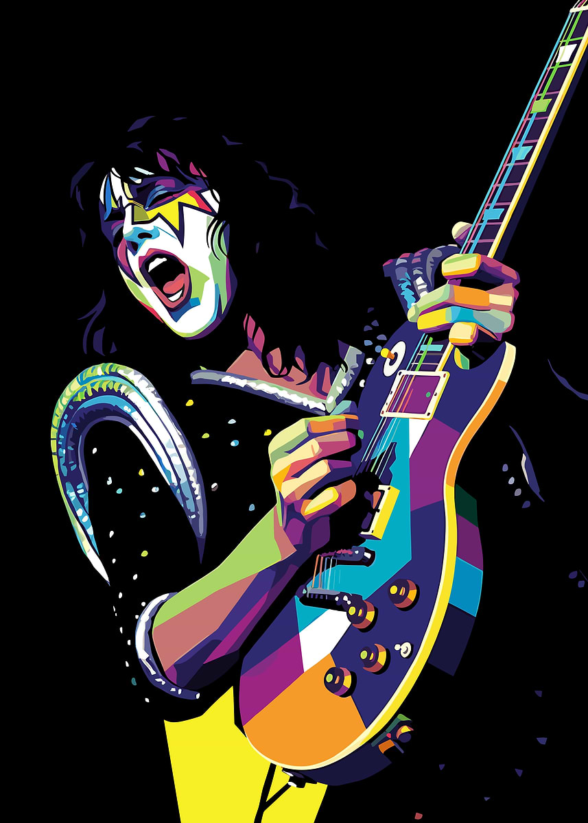 KISS's Ace Frehley Colorful Pop Art' Poster, picture, metal print