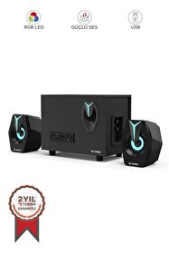 Torima D37 Siyah Bluetooth Hoparlör 2in1 Subwoofer RGB Işıklı