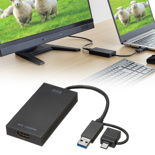 ディスプレイアダプター（USB-HDMI・4K対応・USB・HDMI・Type-C両対応