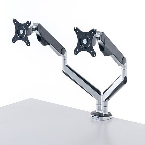 デュアルモニターアーム（2画面・USB3.0ポート×2搭載・水平垂直3関節