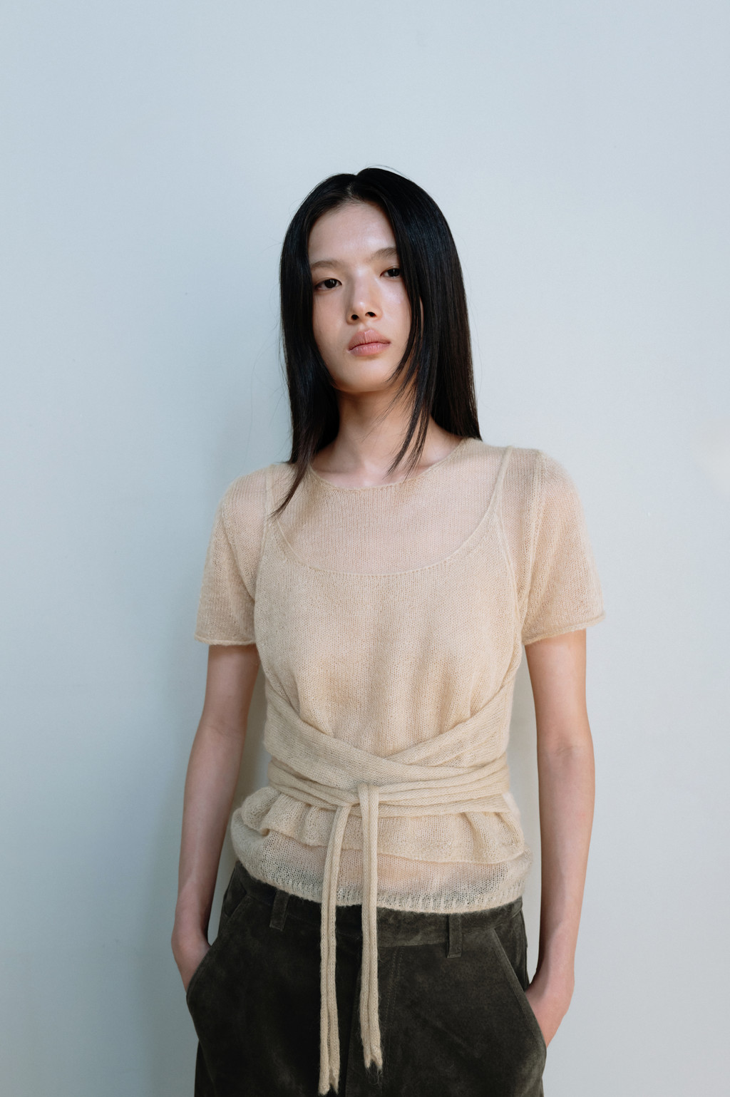 Mohair Wrap Sleeveless (Yellow / Khaki / Dark Gray) : MONOHA