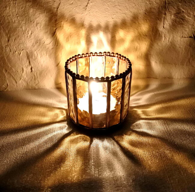 アンバー&クリアの キャンドル ホルダー ステンドグラス | iichi 日々