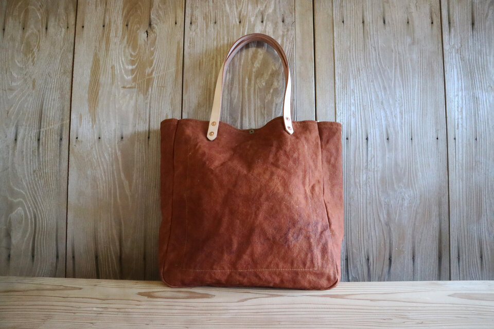 柿渋染めパッチワークトートバッグ | iichi 日々の暮らしを心地よく