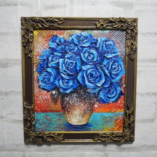 油絵【青い薔薇】 | iichi 日々の暮らしを心地よくするハンドメイドや
