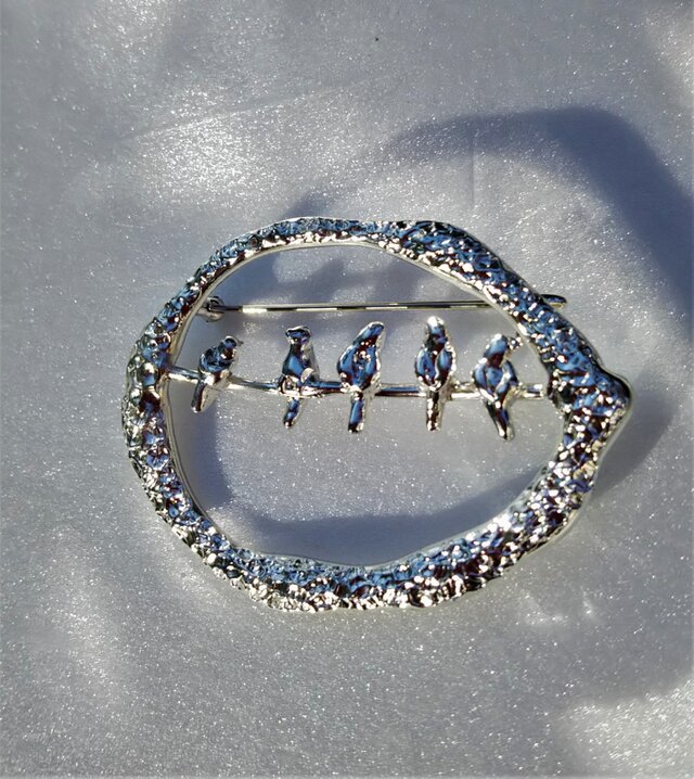 SV925 5羽の小鳥ブローチ | iichi 日々の暮らしを心地よくする