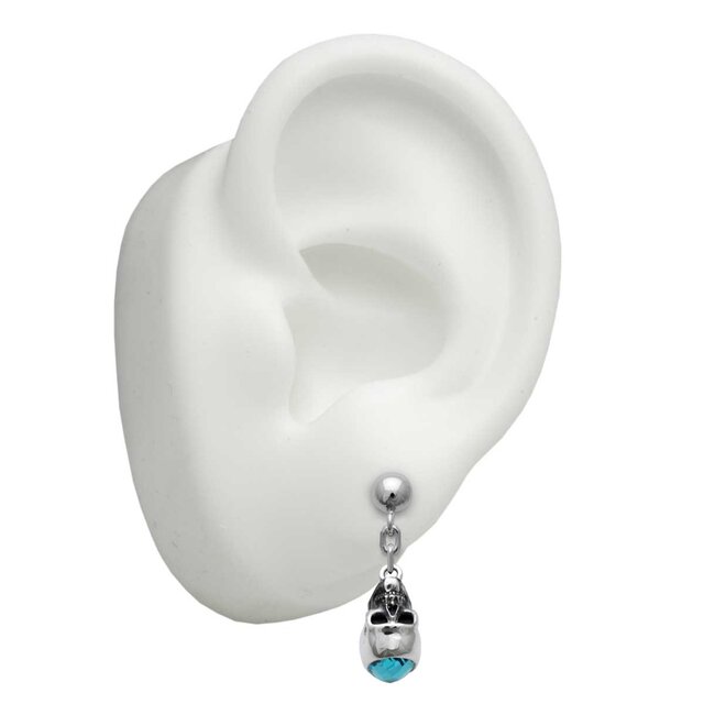 スカル ドロップピアス/シルバー925 片耳用/メンズピアス/セカンド