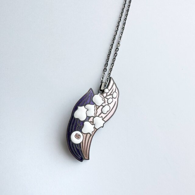 すずらん【Purple】 七宝焼のペンダント 丹銅メタル七宝 | iichi 日々