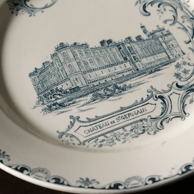 クレールフォンテーヌ 平皿 リム皿 城 紋章 φ22.5cm フランス