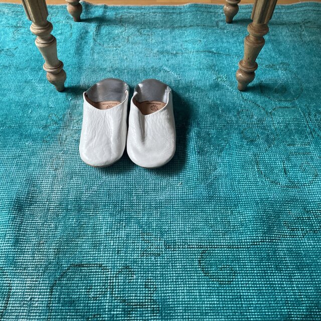 トルコヴィンテージラグ ターコイズブルーグリーン 204×103 オーバー