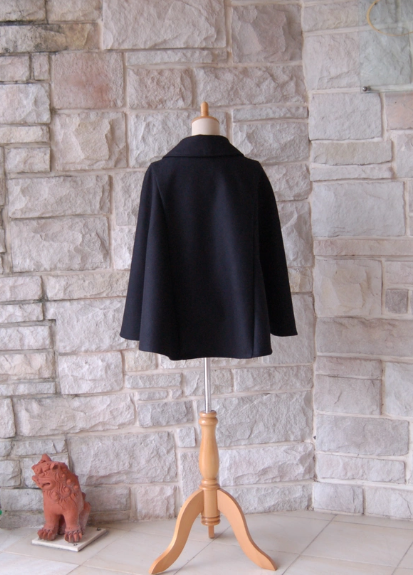エレガントケープコート】ザ・ブラック 王道の 黒 ウール・カシミヤ