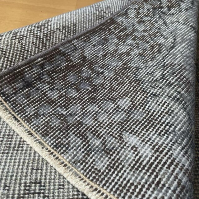 113×205 絶妙ブルーグレイ オーバーダイ メダリオン トルコ