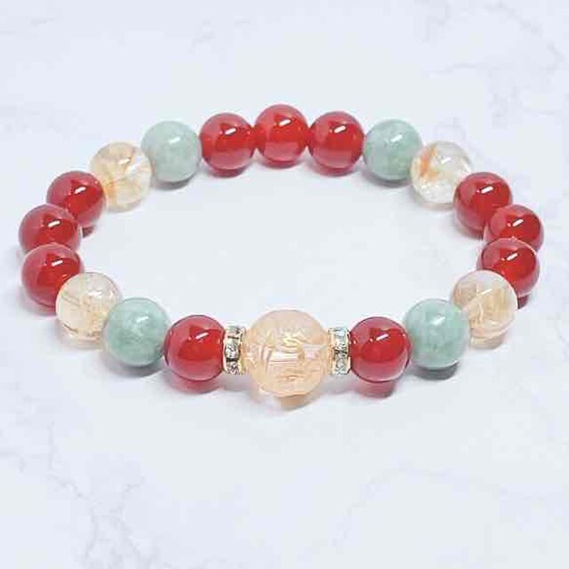 還暦祝いに◎長寿・健康・安定】 金龍・水晶・赤メノウ・翡翠