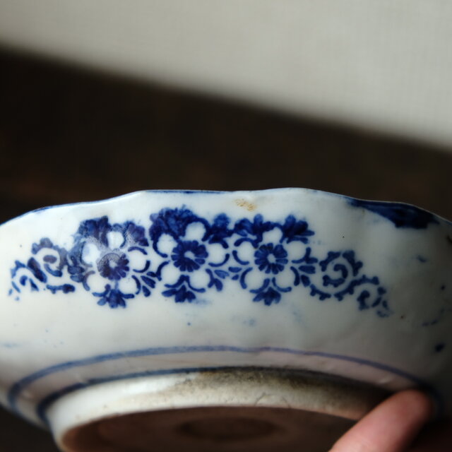 ユーモア表情の獅子◇伊万里 花獅子文印判膾皿 骨董・antiques 丁寧な