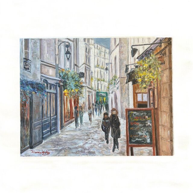 サンジェルマンデプレ(油絵F6号、原画一点物、フランス、パリ