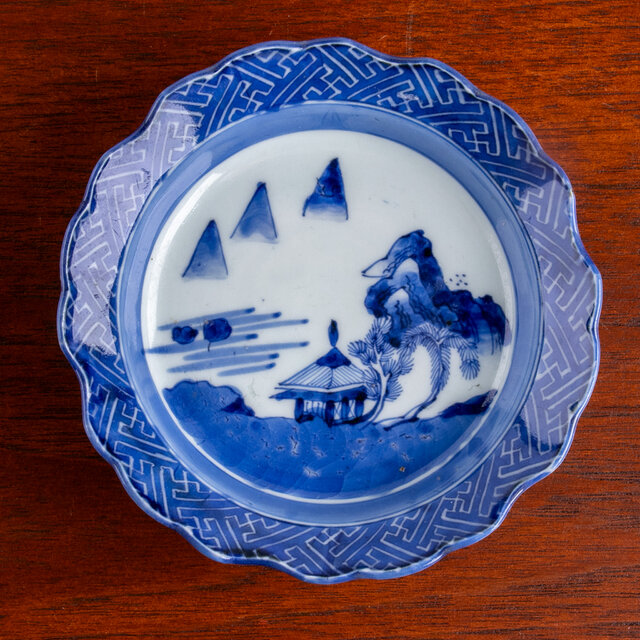 古伊万里 染付 楼閣山水文 平鉢皿 江戸後期 D204 | iichi 日々の暮らし