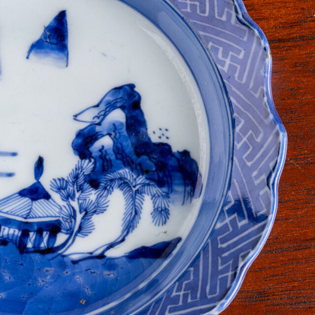 古伊万里 染付 楼閣山水文 平鉢皿 江戸後期 D204 | iichi 日々の暮らし