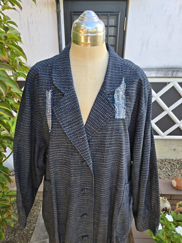 着物リメイク 古布手作り 書生絣、襤褸 コート | iichi 日々の暮らしを